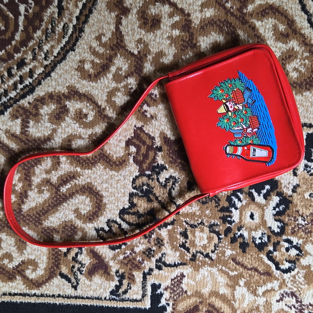 Vintage Red Vinyl Ketchup Purse Bag Faux Vegan Leather Kids Retro 60s 70s